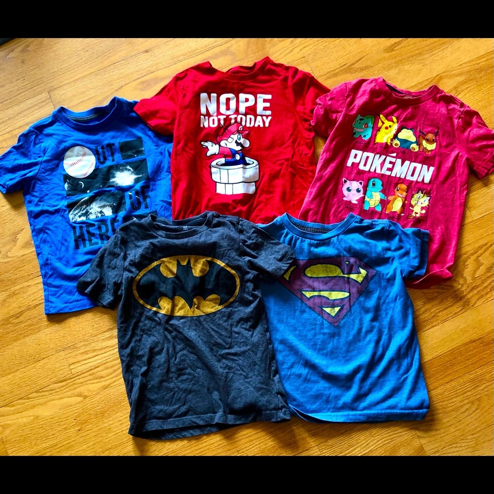 Old Navy T-Shirts including Pokémon, Mario, Batman and Superman